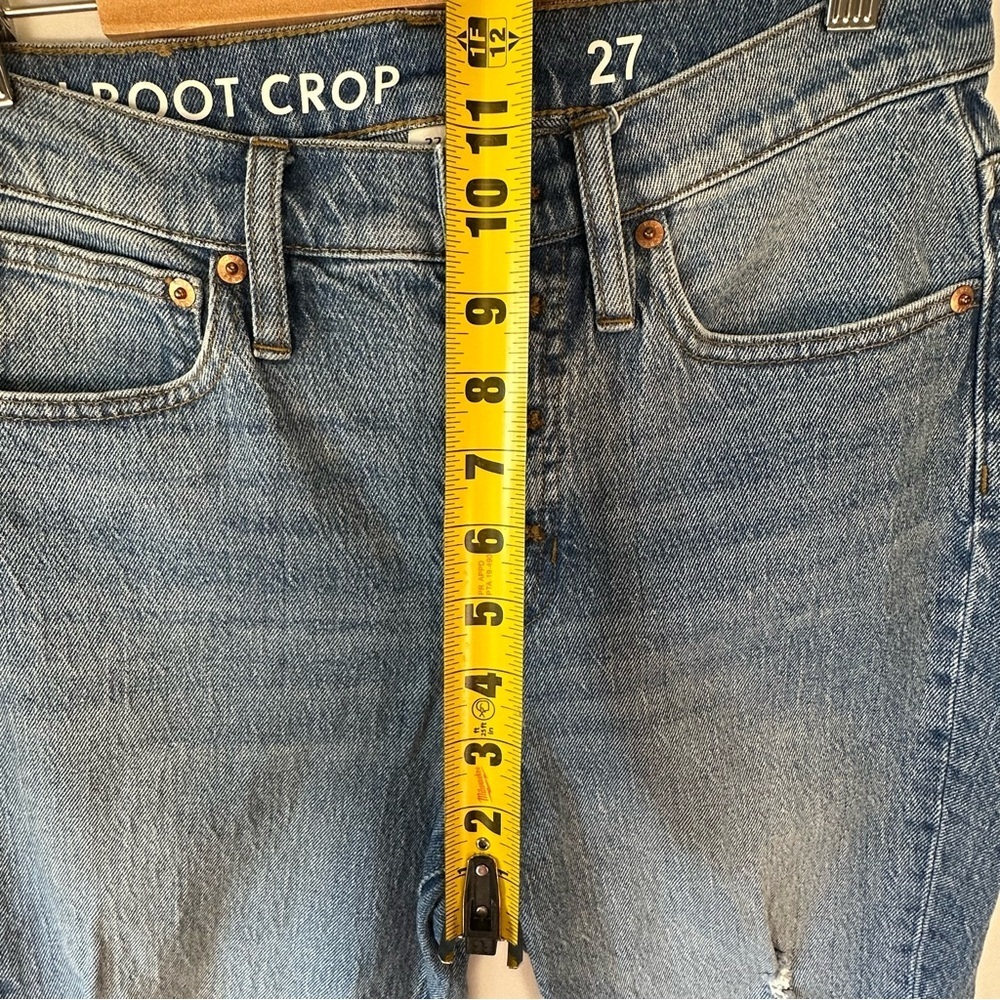 J Crew Demi Boot Crop High Rise Jeans Button Fly Distressed Light Wash - 27 - Picture 7 of 11